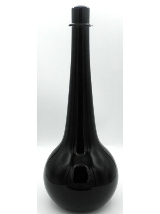 Silkwood Other - Silkwood Glass Hand Blown Black Glass Vase  applied Clear Glass Collar Signed